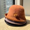 Autumn and Winter Woolen Women's Fisherman's Hat Korean Style Mother's Hat Plus Velvet Thick Warm Cotton Basin Hat for Middle Aged and Elderly People