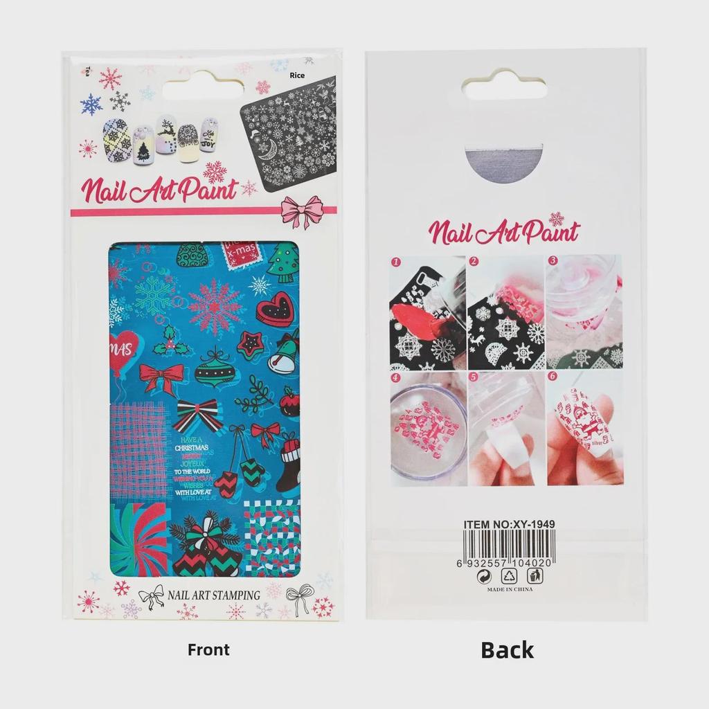 Christmas Series Snowflake Nail Art Transfer Tool - Printed Steel Plate with Transparent Film