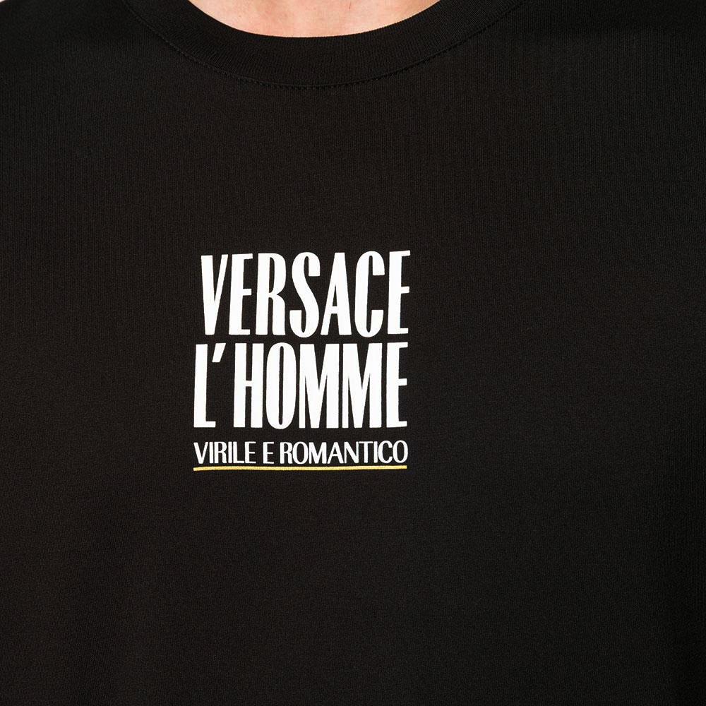 VERSACE T-Shirts Men's Black Crew Neck Moderate Straight Fit A86436-A228806-A1008
