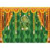 Indian Pooja Traditional Backdrop Diwali Ganpati Ganesh Marigold Puja Photography Background Green Banana Leaves Adult Religious Service Weeding