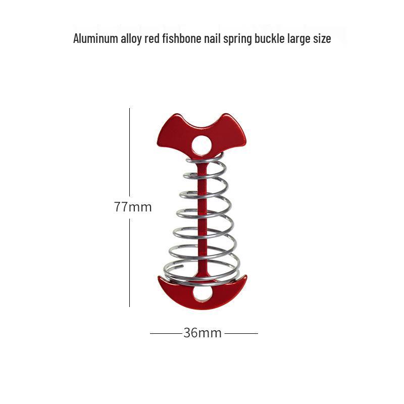 Aluminum Alloy Fishbone Ground Pegs for Camping Tents and Tarps - Umbrella Spring Buckle Design
