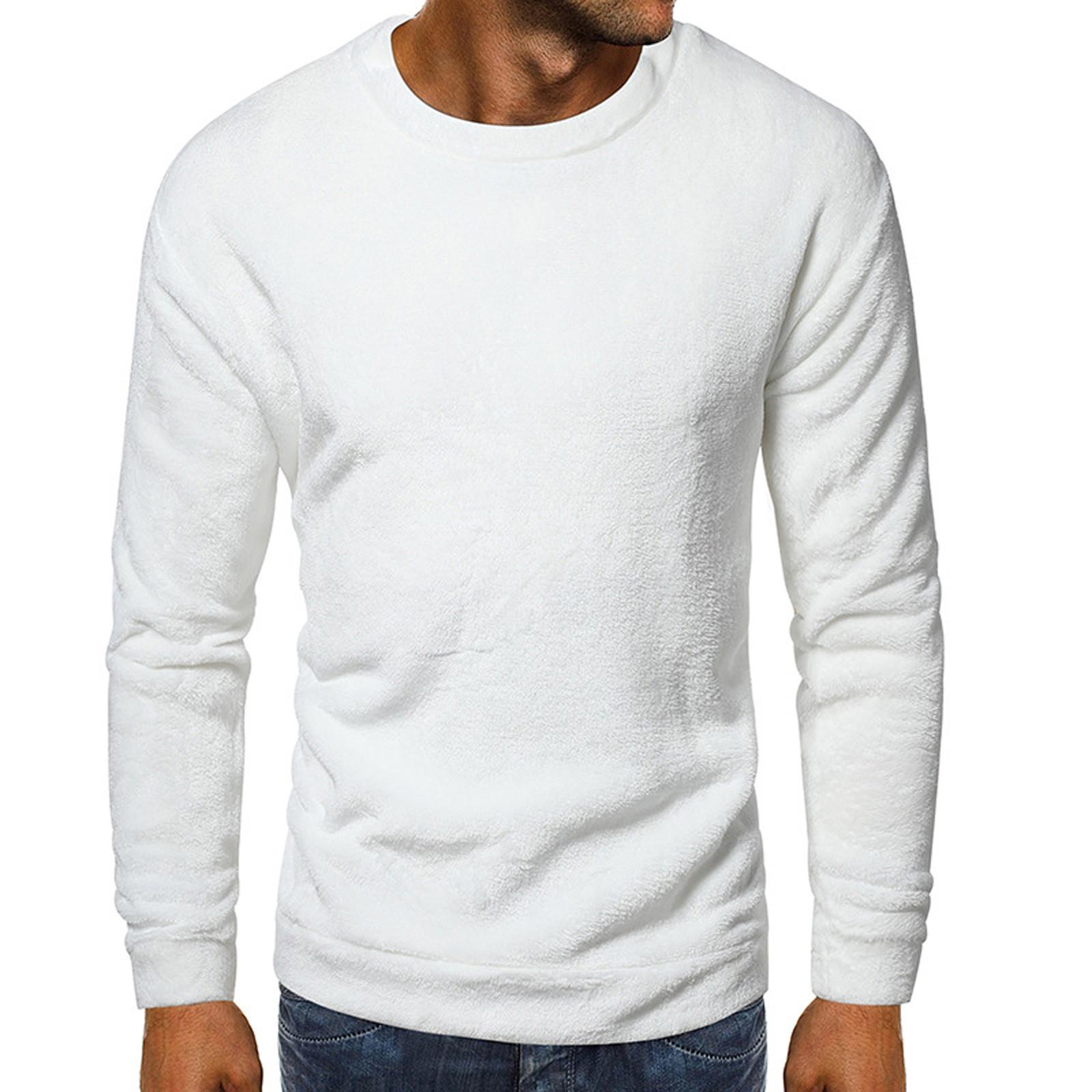 

Мужской плюшевый свободный свитер, модный пуловер, повседневный утолщенный топ L белый