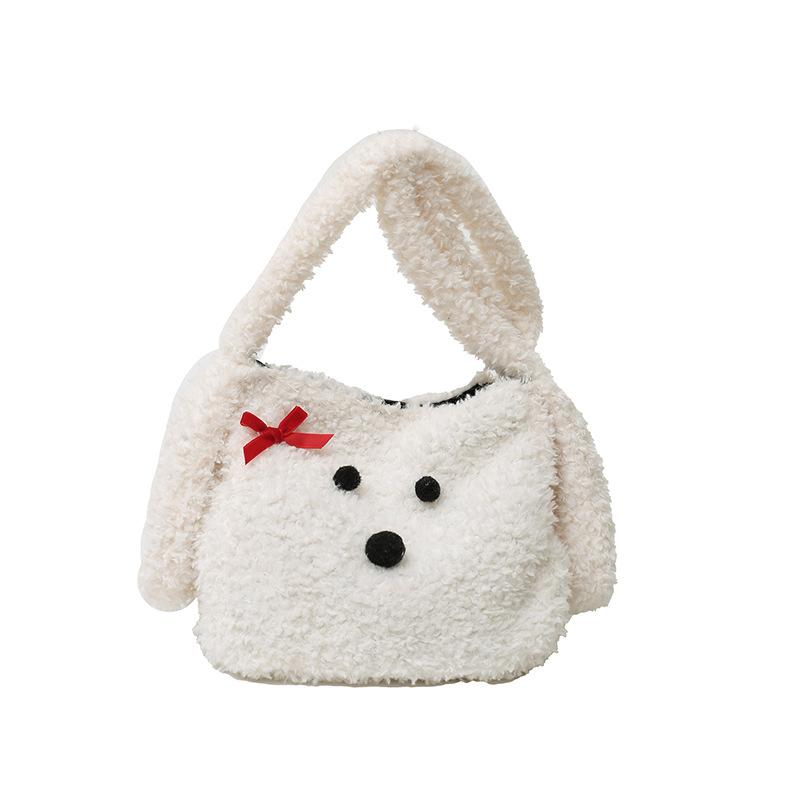 Autumn and winter new plush puppy bag candy color small fresh girl children's shoulder armpit bag