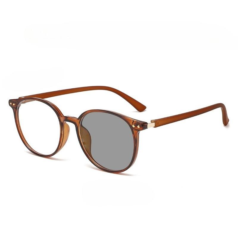 2026 New High-definition Round Frame Photochromic Women's Myopia Glasses Retro Neutral High-quality Anti Blue Light Glasses