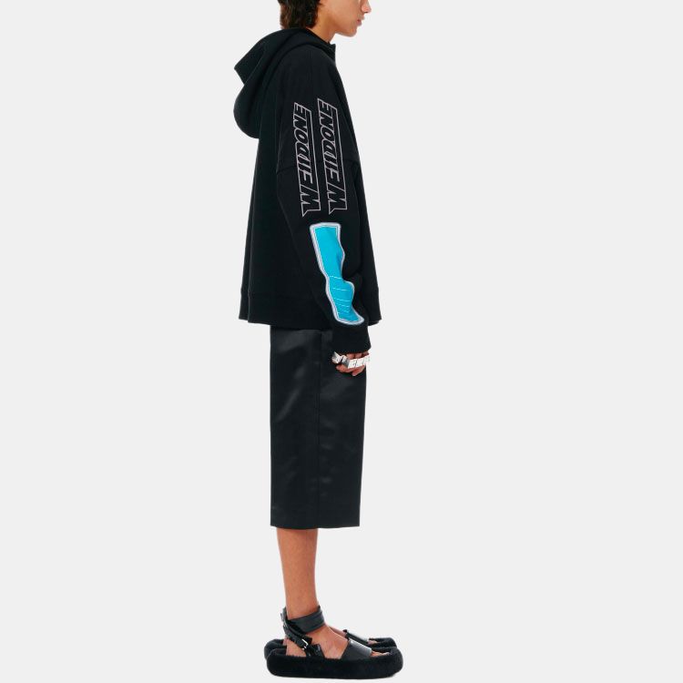 WE11DONE Ss22 Double Logo Color Block Pullover Sweatshirt Unisex Sweatshirt Black WD-TH1-22-568-U-BK