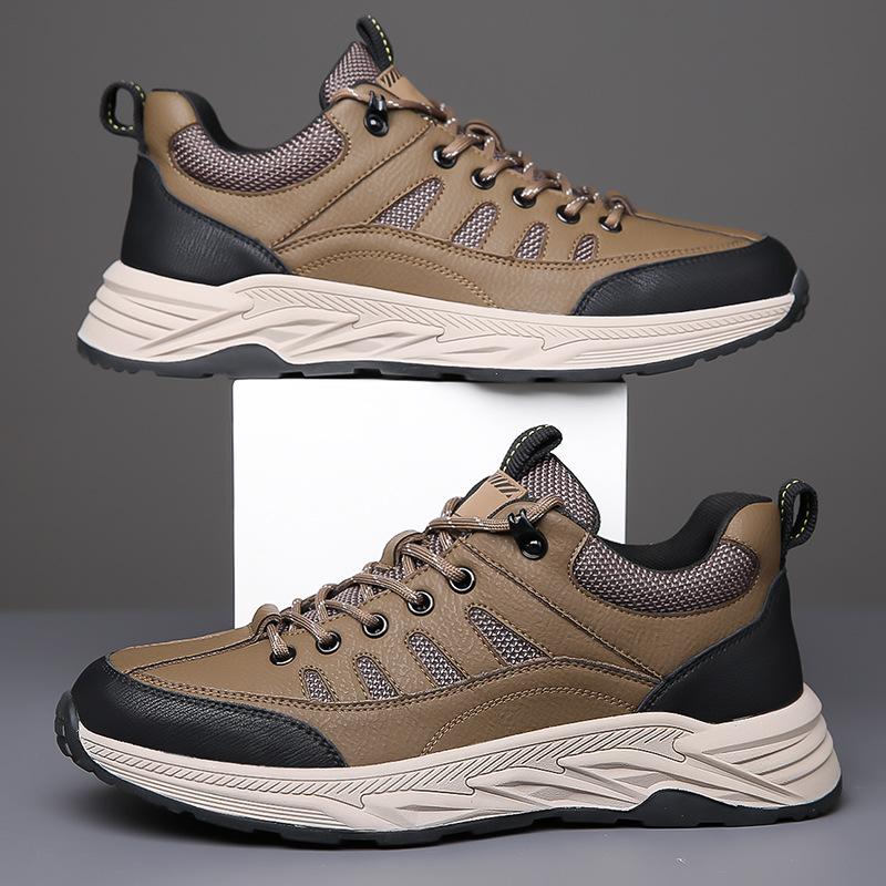 Sneakers Men's Autumn Casual Platform Cowhide Trendy Dad Shoes Outdoor Non-slip Lightweight Mountaineering Shoes