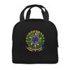 Brazilian Coat of Arms Print Lunch Bag for Girls Funny Lunch Box Fun Picnic Cooler Bag Portable Zipper Oxford Thermal Lunch Bags