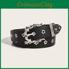 Pu Leather Fashion Belt With Star Rivets And Needle Buckle Design Daily For