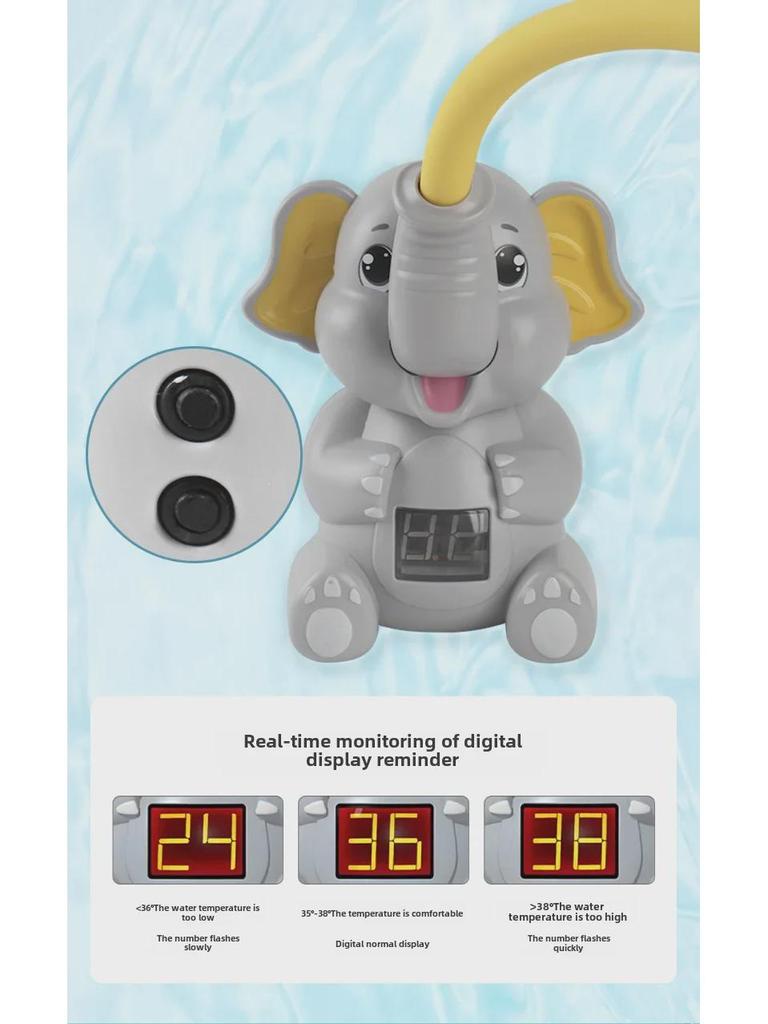 New Summer Elephant Water Bath Toy with Smart Temperature-Sensing Shower Head