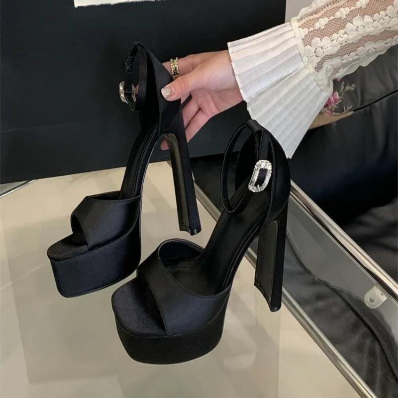 Women Shoes Summer Buckle Strap Women High Heel Sandals Fashion Open Toe Ultra Square High Heels Party Dress Shoes Zapatos Mujer