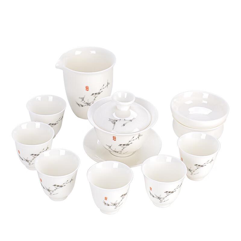 Tuopai Suet Jade Porcelain 10-Piece Ceramic Tea Set