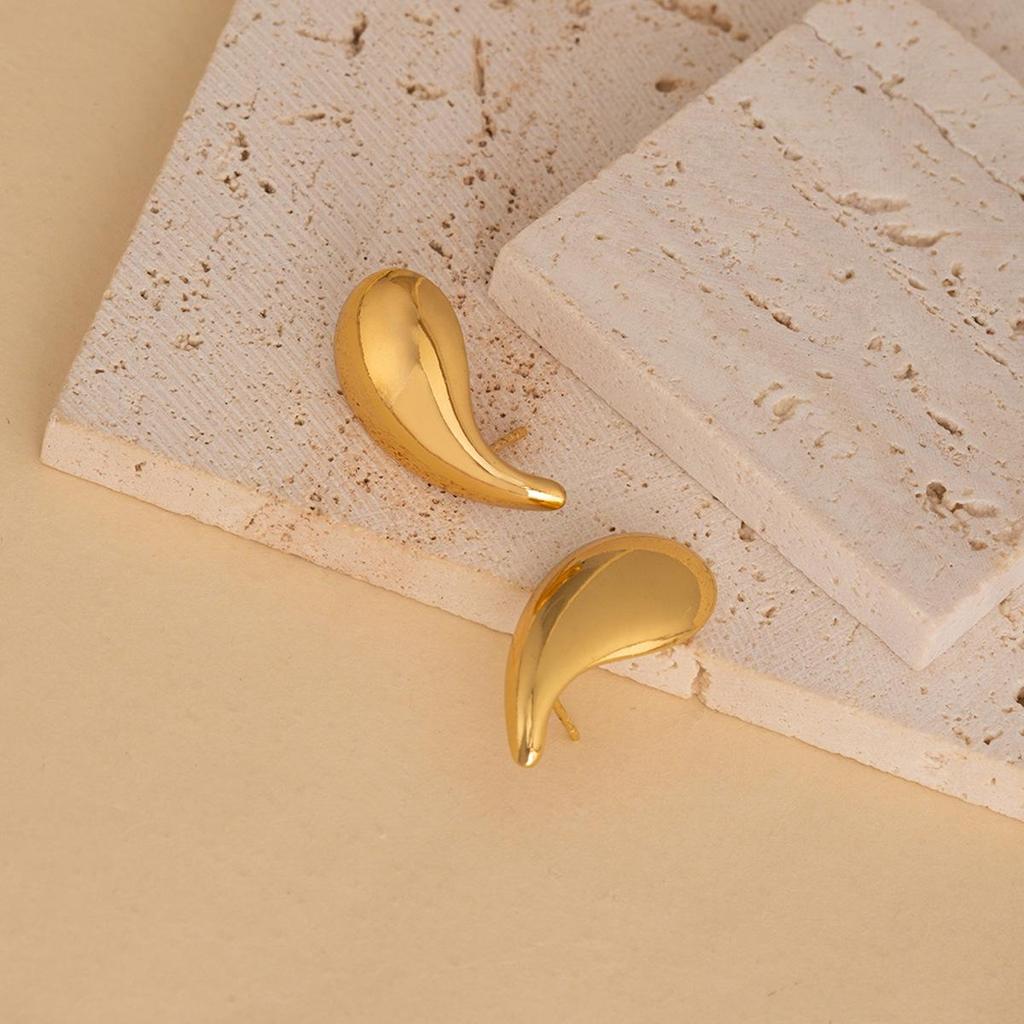 European Retro Geometric Leaf & Heart Stainless Steel Stud Earrings