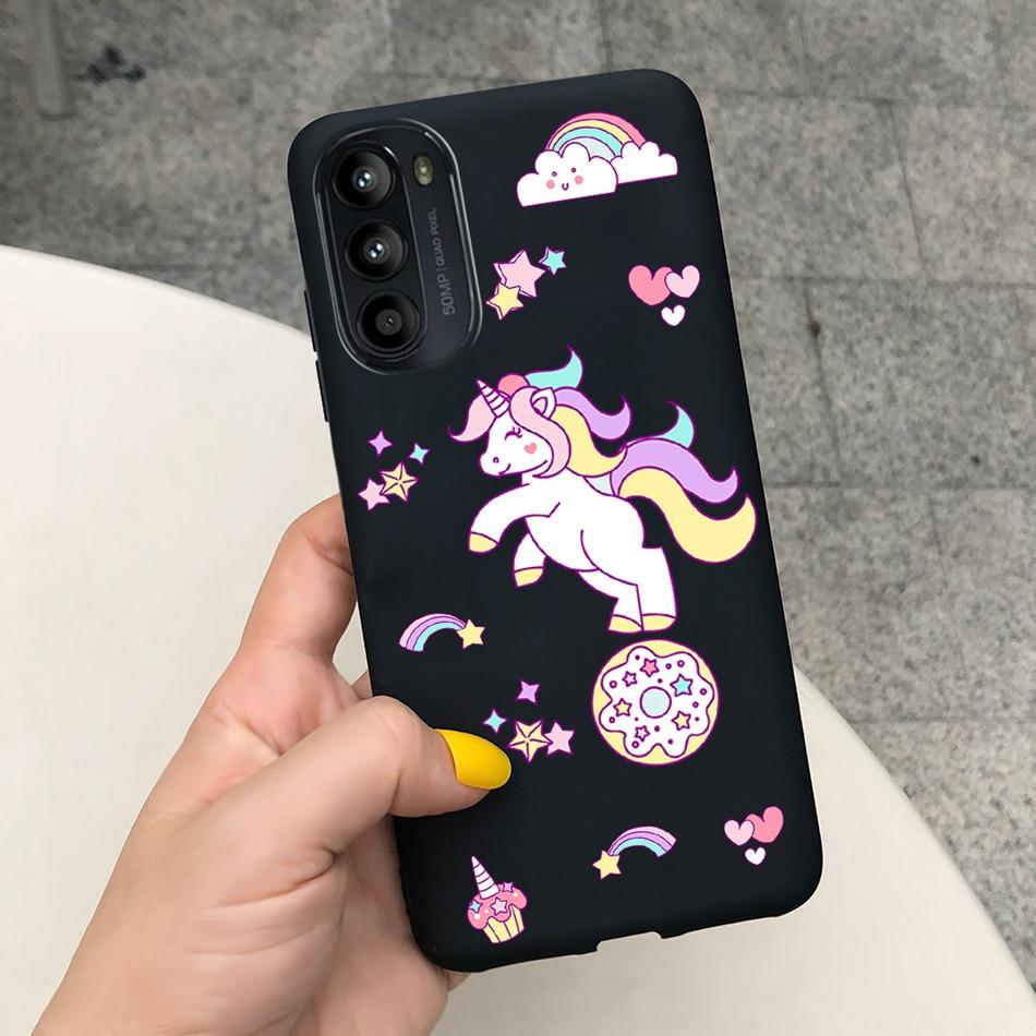 For Moto G52 Case G22 2022 Fashion Girl Flower Pattern Black Silicone Soft Phone Cover For Motorola Moto G52 G52 Cover G42 4G