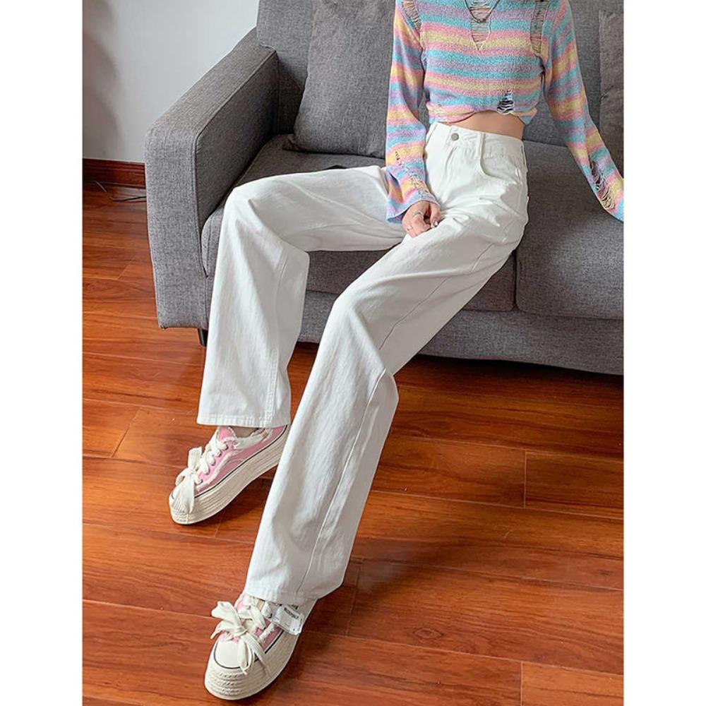 High Waist Wide Leg Jeans Damen Frühling und Herbst neu kleine lockere und dünne Trend gerade schmale Version Wischhose