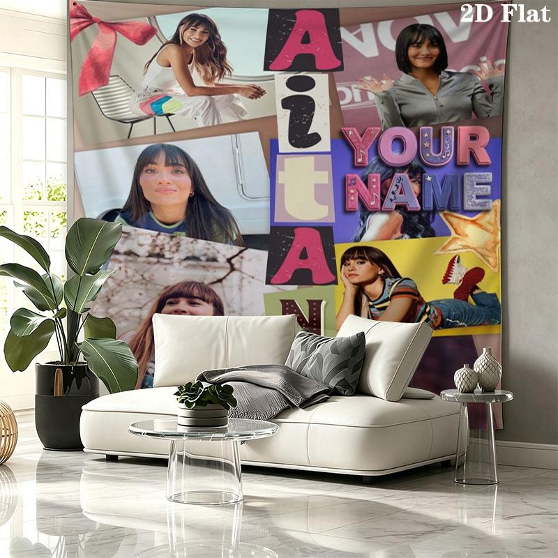 Aitana Name Wandteppich Ästhetischer Wandbehang Bedruckter Stoffdecke Dekorative Wandteppiche für Schlafzimmer Wohnzimmer Heimdekoration