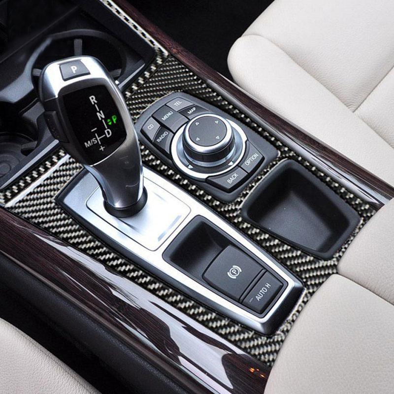 Carbon Fiber For q5 E70 E71 X5 X6 Interior Gearshift Air Conditioning AC CD Panel Reading Light Cover Trim Sticker Accessories q5