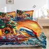 3pcs Christmas Festive Bird with Santa Hat Bedding Set - Includes One Quilt Cover and Two Pillowcases (No Core) - Home Decor, Holiday Gift,