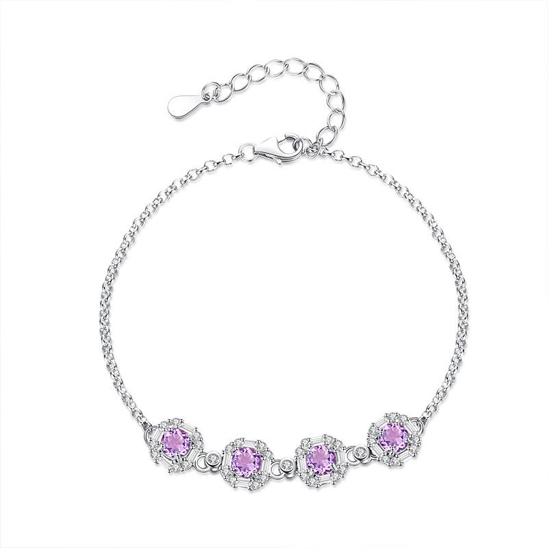 European and American style high-grade natural crystal S925 sterling silver bracelet light luxury olivine exquisite high-end bracelet