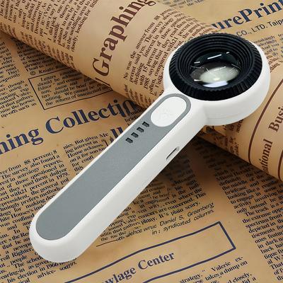60X Portable Lighted Magnifier with LED Light Lightweight Luminous Magnifier 2 Lighting Mode Lighting Book Magnifier for Elderly