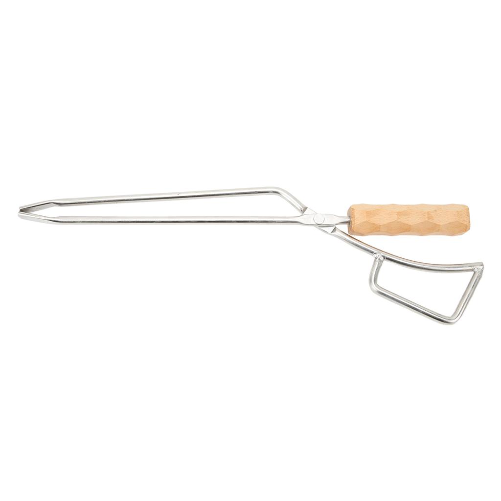 Fire Pit Tongs Heavy Duty Stainless Steel Lengthen Widen Thicken Beech Wood Handle Fire Tongs for