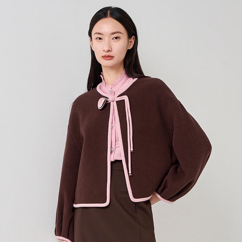 

Iveni 2025 Winter Simple Elegant Short Wool Double-Faced Coat L