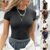 2024 Women's European & American Ribbed Slim Fit Sports T-shirt: Short Sleeve, Solid Color