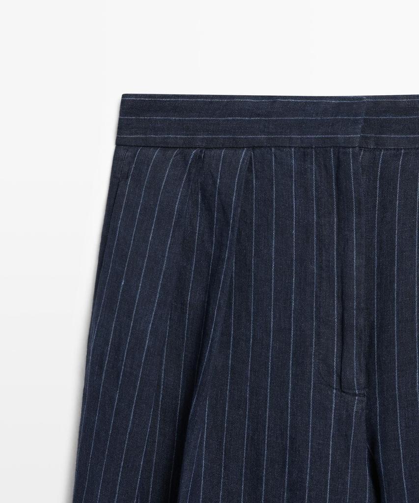 Masimodutti Linen Striped Sarouel Pants