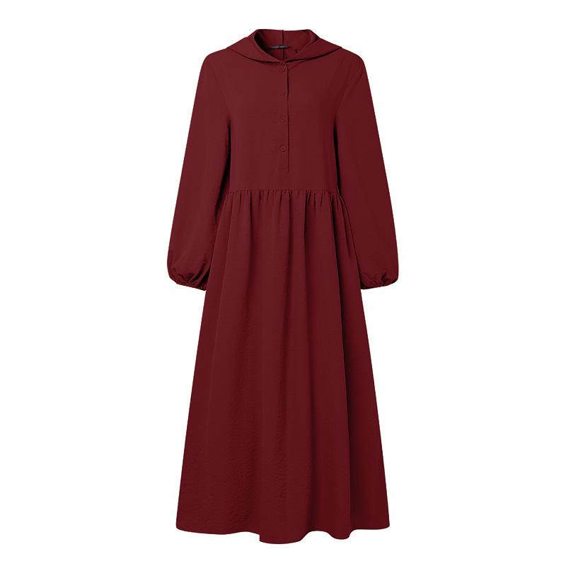 ZANZEA Women Autumn Casual Long Sleeve Loose Hoodies Long Dress