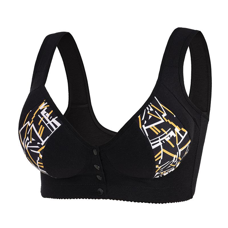 A-G Cup 34-50 Super Large Size Bra Popular In Europe and America, Large Cup Vest Type Front Buckle Printed Underwear