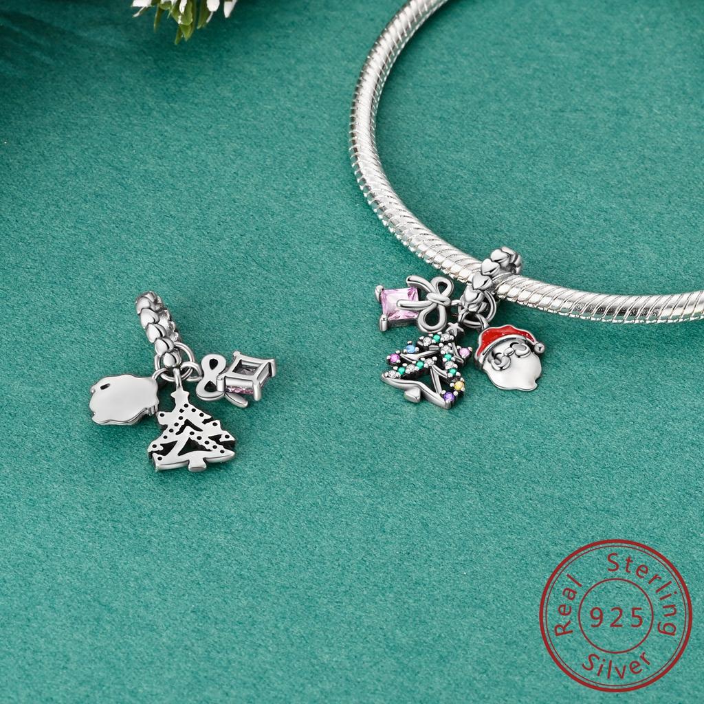 Copper Merry Christmas Santa Claus Bells Charms Beads Fit Original Bracelet Pendants Diy Jewelry Women Gift