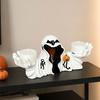 jijijing Halloween White Robe Ghost Figurine, Spooky Wizard Decorative Statue, Gothic Sculpture Candle Holder, for Home Bedroom