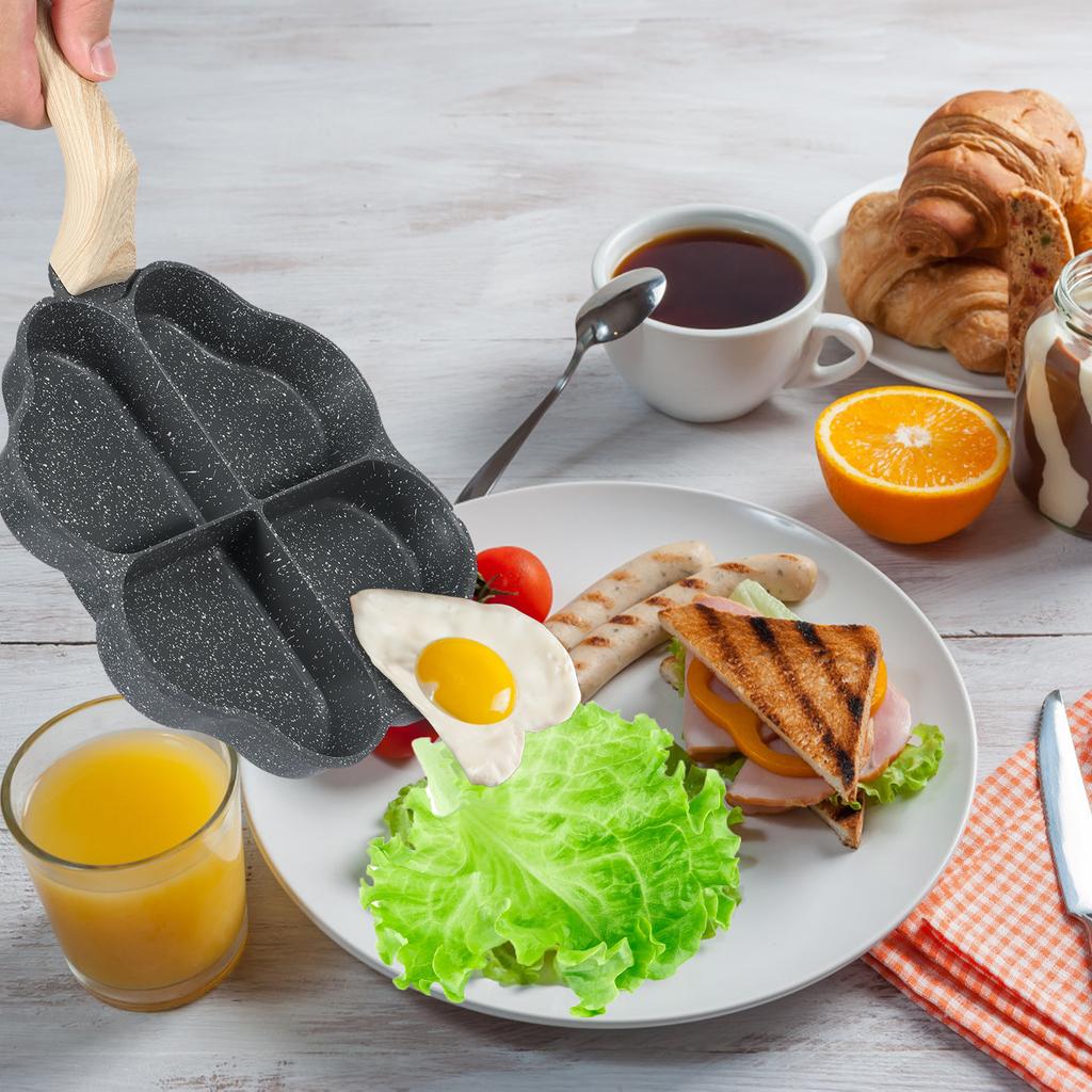 Non Stick Omelette Pan 4-Cup Heart Egg Frying Pan Aluminum Pancake Egg Cooker Saucepan Burgers Omelet Cooking Pan