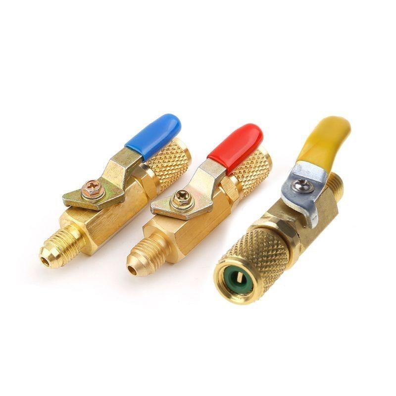 Refrigerant Valves Charging Hoses Brass Straight Ball Valves for Manifold Gauges