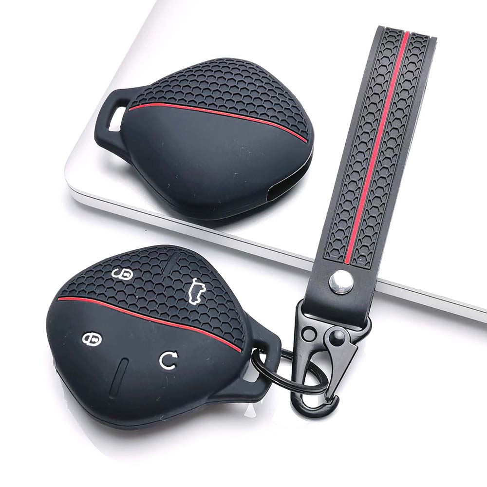 Key Fob Cover for Chery Omoda C5 E5 Jaecoo J7 Tiggo with Keychain Soft Silicone Protective Case Anti-Scratch Guard Shockproof Protection