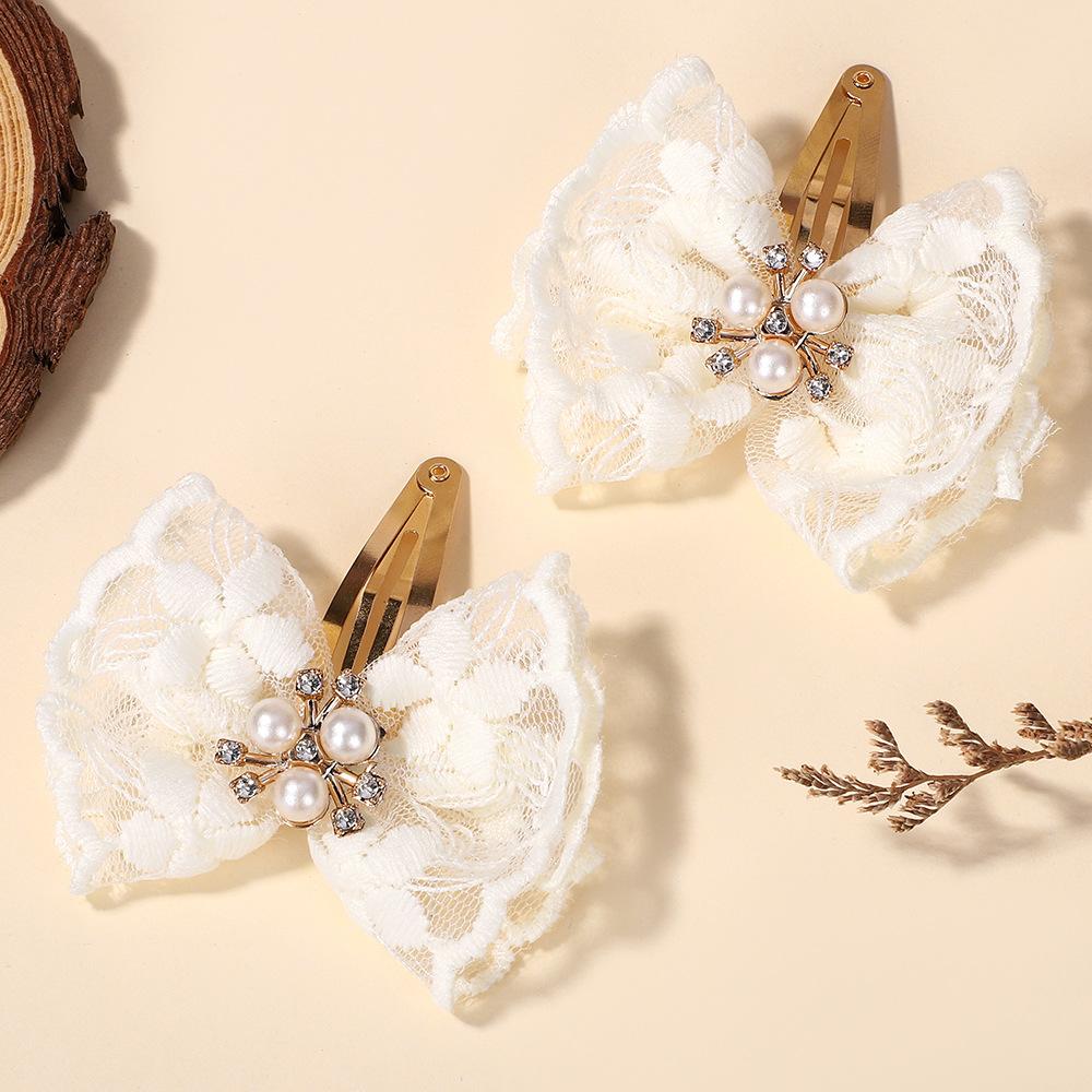 Bow Hair Accessories Set Popular Pearl Rhinestone Chiffon Fabric Flower Children S Headgear Hairpin 4852