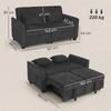 2 Seater Sofa Bed, 4-in-1 L-Shaped Convertible Pull-Out Sleeper Sofa with Adjustable Backrest and Side Pockets, Black