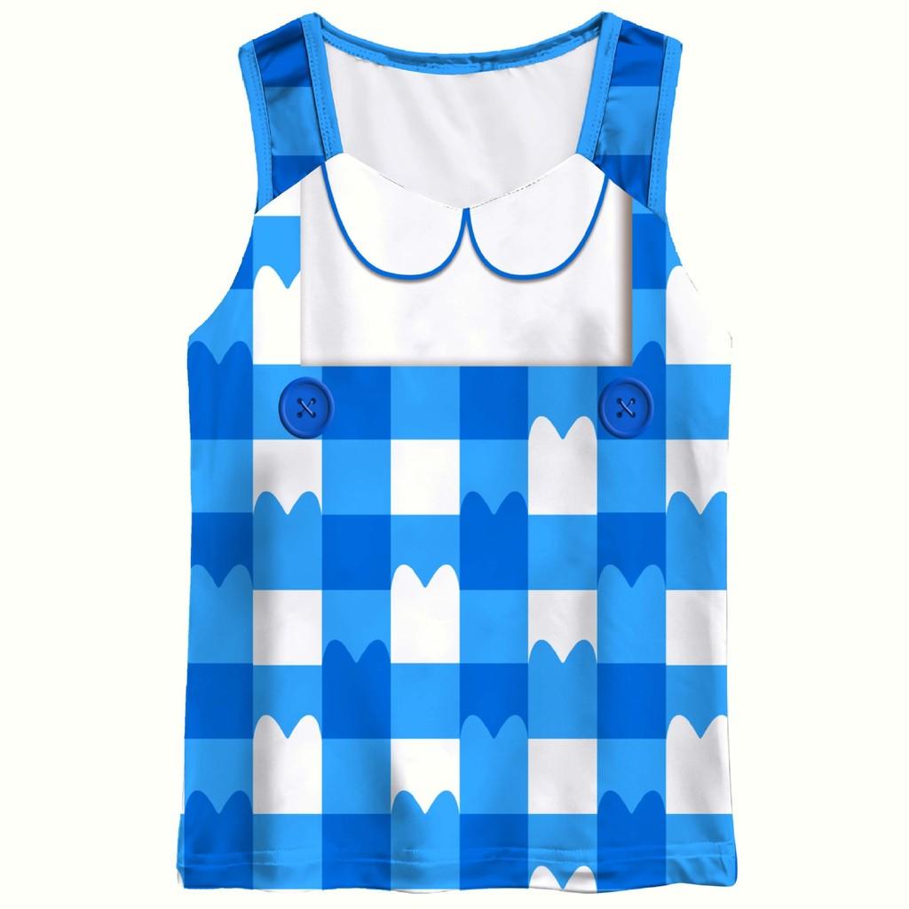 Kinder Mädchen Anime Cartoon Gabby Bedrucktes Ärmelloses Blaues T-Shirt Faltenrock Sets Halloween Cosplay Kostüme