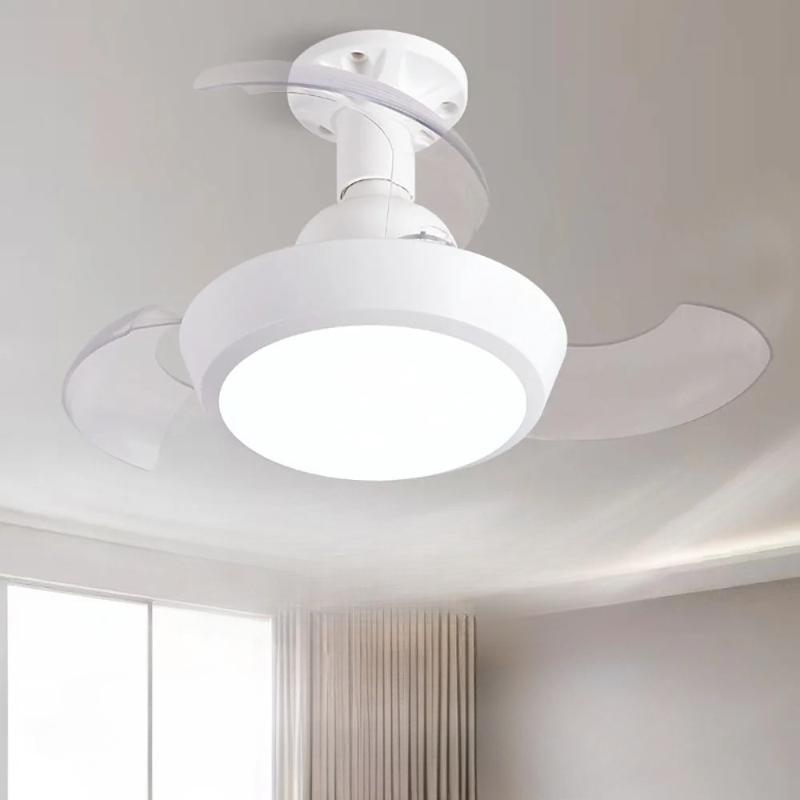 42cm 33w Retractable Ceiling Fan Light Socket Fan Light with Remote Control 3 Speed Settings Dimmable 3000-6500k Light for Room