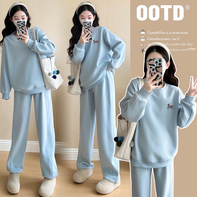 Maternity Wear: 2026 Korean Style Simple Cotton Two-Piece for Home & Outdoor Extra Large