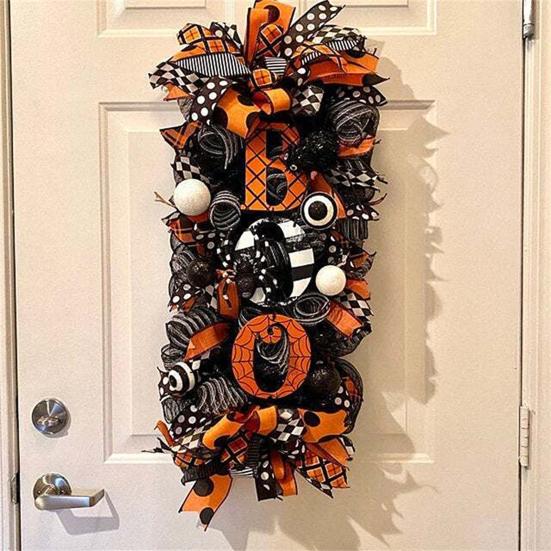 Halloween Swag Wreath Fall Garland Front Door Hanging Porch Sign Wreath for Home Holiday Decor