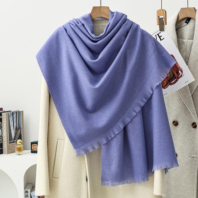 Short Beard Scarf Light Luxury High-end Cashmere Scarf Women's Winter New Korean Men's Shawl Solid Color