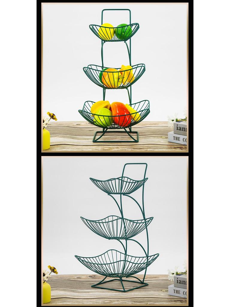 European Style Three-Tier Fruit and Snack Storage Rack for Living Room Coffee Table