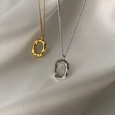 Niche Design Japanese and Korean Gold-plated Color Ins Personalized Simple Oval Donut Collarbone Chain Women's Necklace
