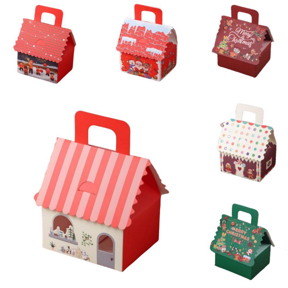 10pcs Christmas Cookie Snack Bag Kraft Paper Packing Box Creative Candy Gift Boxes  for Xmas Party