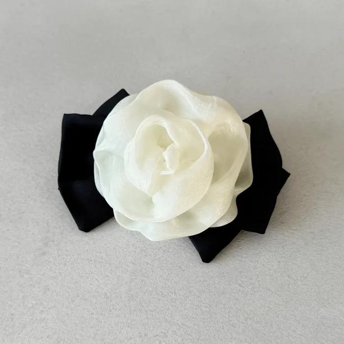 chiffon rose ribbon hair pin (IVORY)