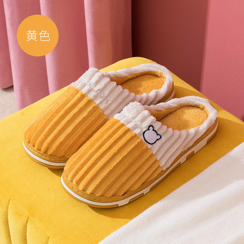 Autumn and Winter Couple Cotton Slippers for Female Home Use, Indoor Postpartum Warmth, Anti Slip Plush Home Furnishings, Cotton Slippers