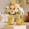 European Style Elephant Vase Modern Flower Container Arrangement Ceramic Gold Vase  Living Room