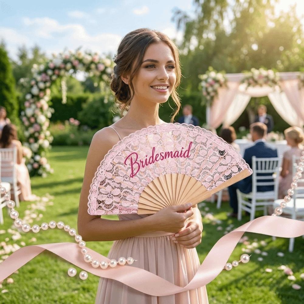 Fashion Exquisite Lace Bridal Fan Handheld Elegant Single Party Decoration Fan Retro Dance Fan Wedding Travel