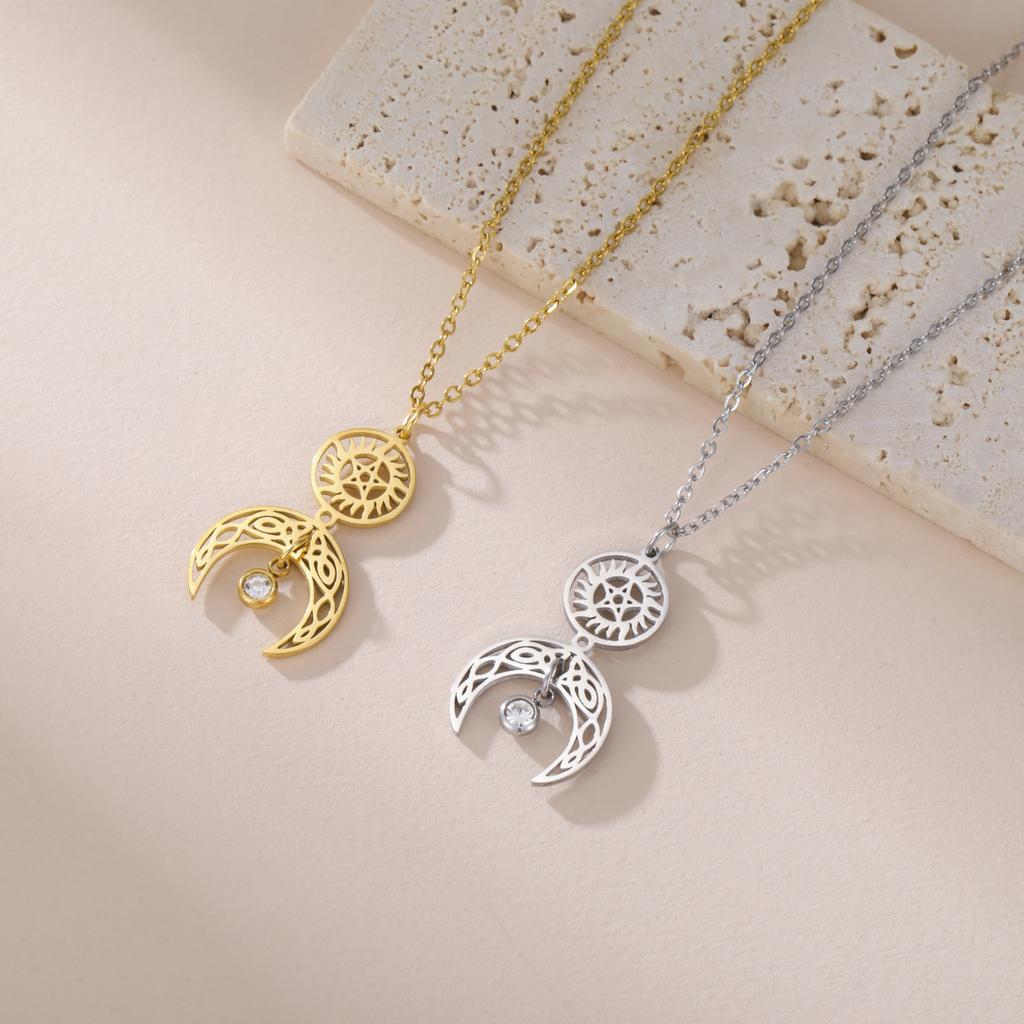 Vintage Pentagram Pendant Necklace, Featuring A March Goddess Design That Incorporates Celtic Knot and Witch Knot Elements