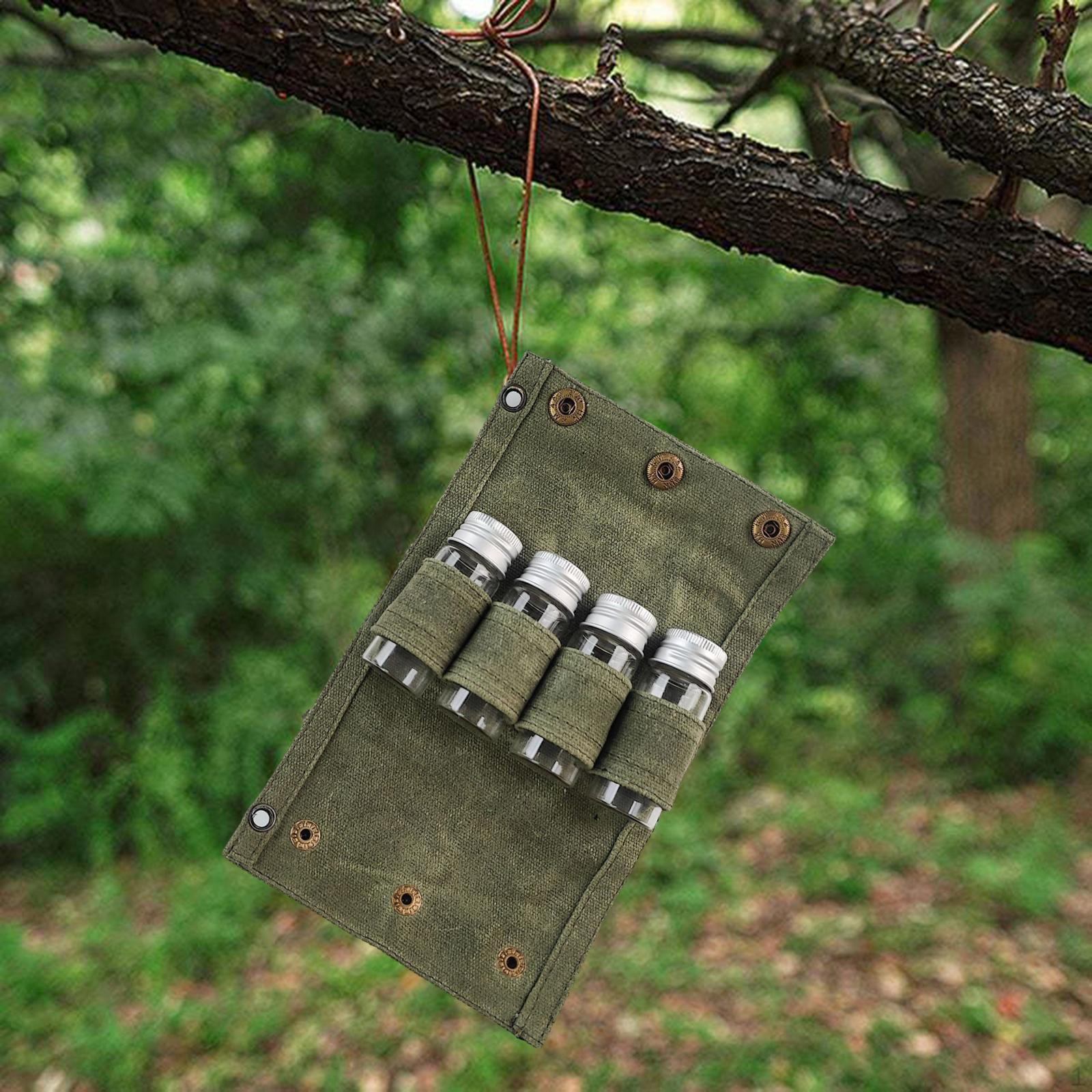 

Контейнер для специй для кемпинга -KIT Дорожная сумка с держателем для переноски Стеклянные стаканы для Deep Green